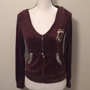 Free for Humanity Velour Brown Bedazzled Sweater s